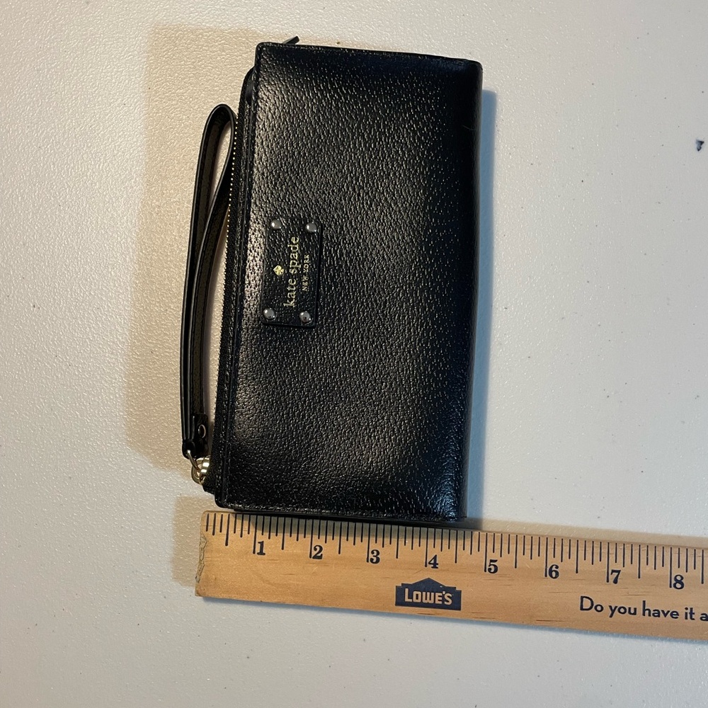 NWT Kate Spade Pebbled Layton Black Leather Wristlet - Picture 7 of 7